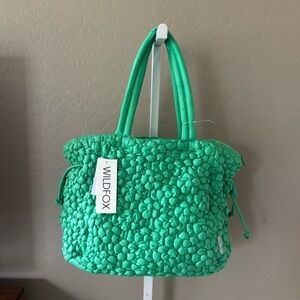 NWT Wildfox Vibrant Green Textured Tote